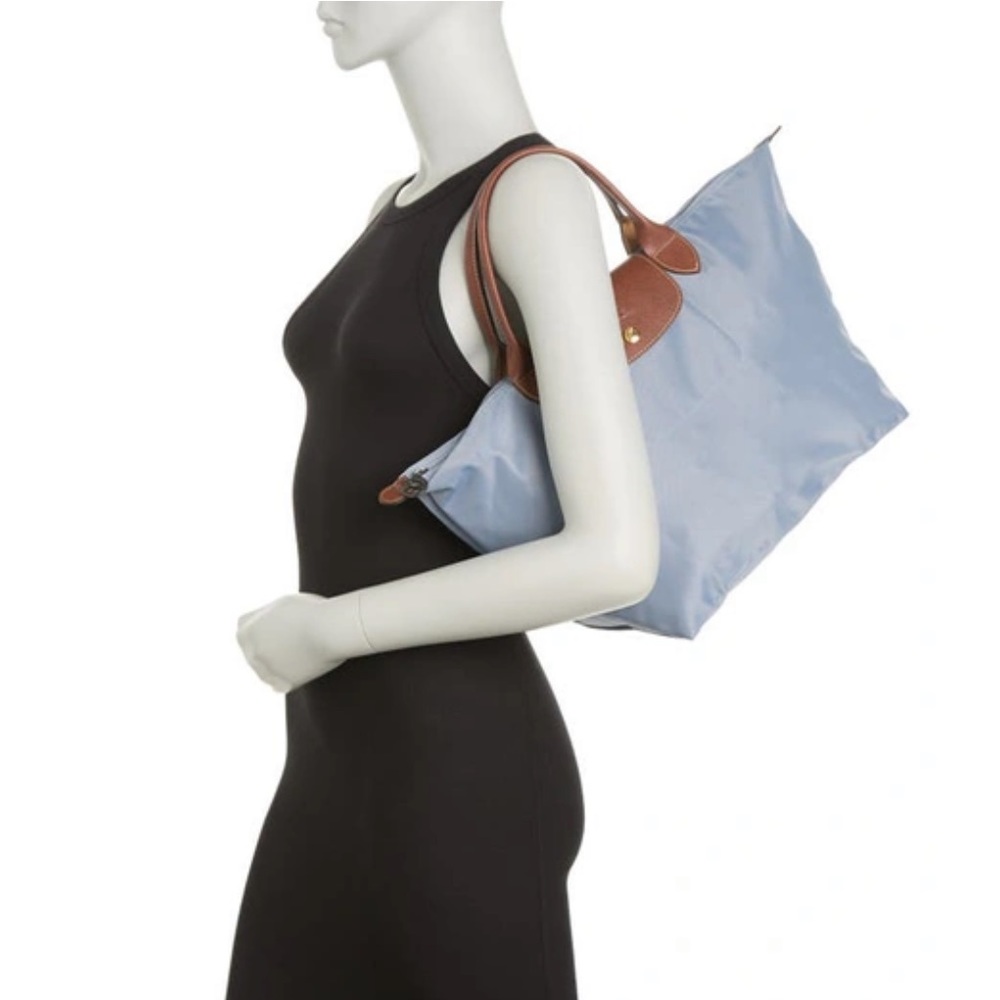 NWT Longchamp Made in France Medium Top Handle Thistle (blue)